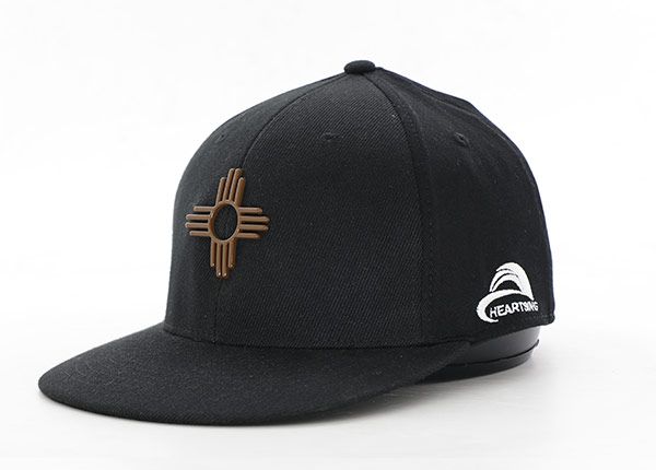 Side of Black Fitted Snapback with New Mexico Flag Logo