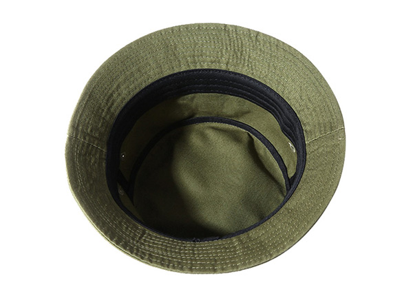 Inside of Blank Cotton Olive Green Bucket Hat