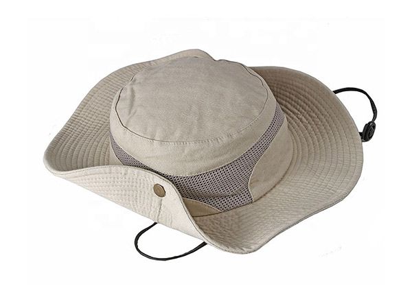 Back of Khaki Wide Brim Vented Bucket Hat